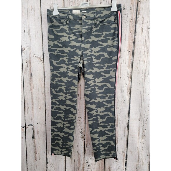 Artilier Nicole Miller 32 Camo Skinny Jeans Side Stripe Denim Stretch Ankle EUC - Picture 1 of 15